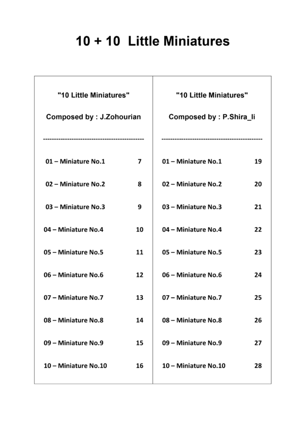 کتاب ۱۰+۱۰ مینیاتور